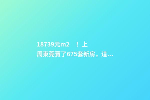 18739元/m2！上周東莞賣了675套新房，這個鎮(zhèn)房價突破3萬/m2！